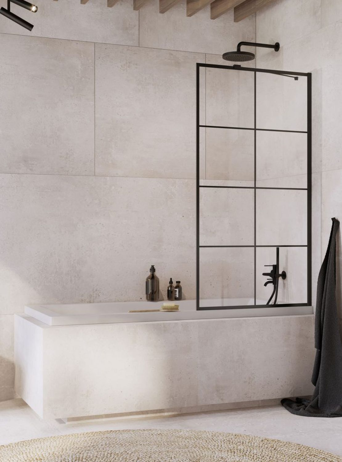 Radaway Idea Black PNJ II Factory parawan nawannowy 70 cm czarny mat/szkło Factory 10001070-54-55