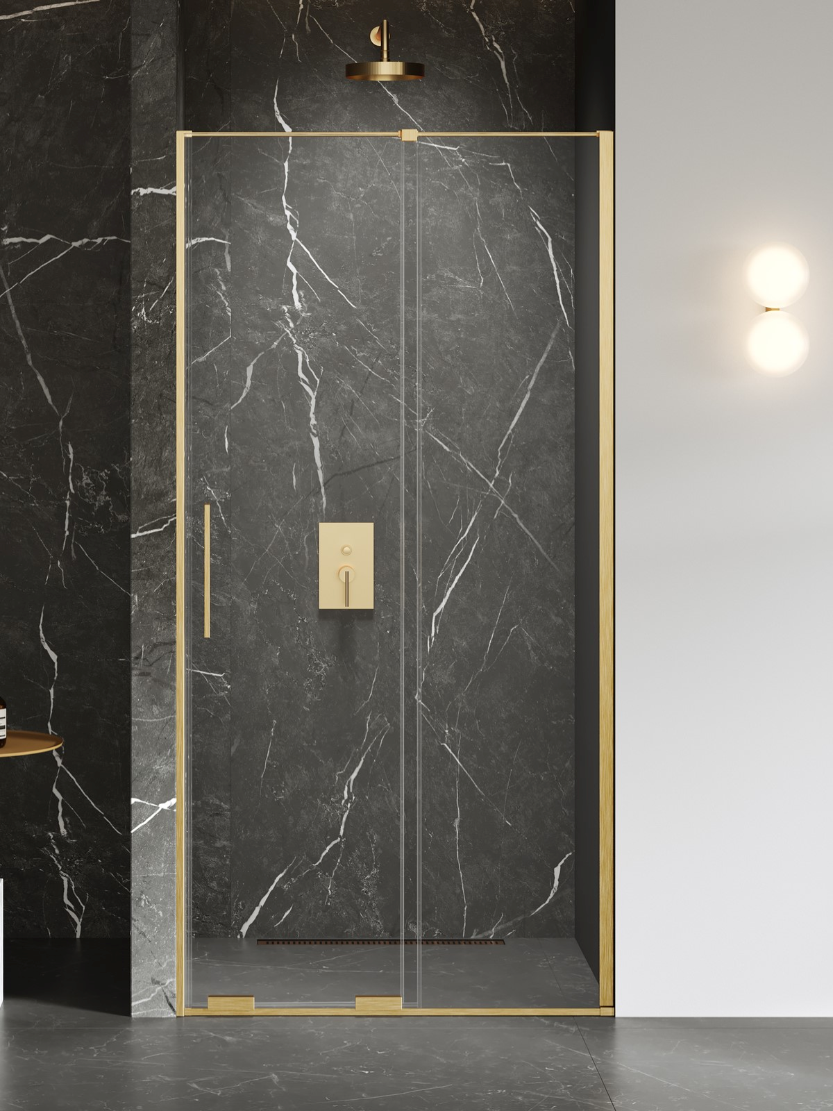 New Trendy Smart Gold Brushed drzwi prysznicowe 130 cm rozsuwane złoty szczotkowany/szkło przezroczyste EXK-7504