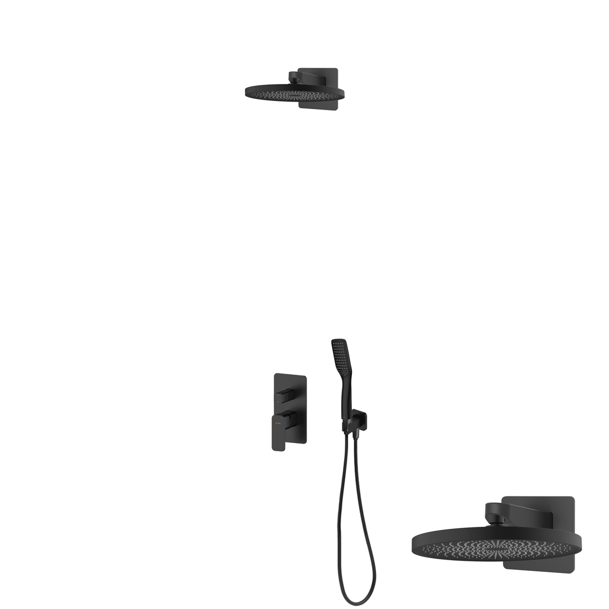 Oltens Hadsel zestaw bateria wannowo-prysznicowa podtynkowa z deszczownicą Vann i słuchawką 1-funkcyjną Tinde czarny mat 36042300 - Wysyłka w 24h