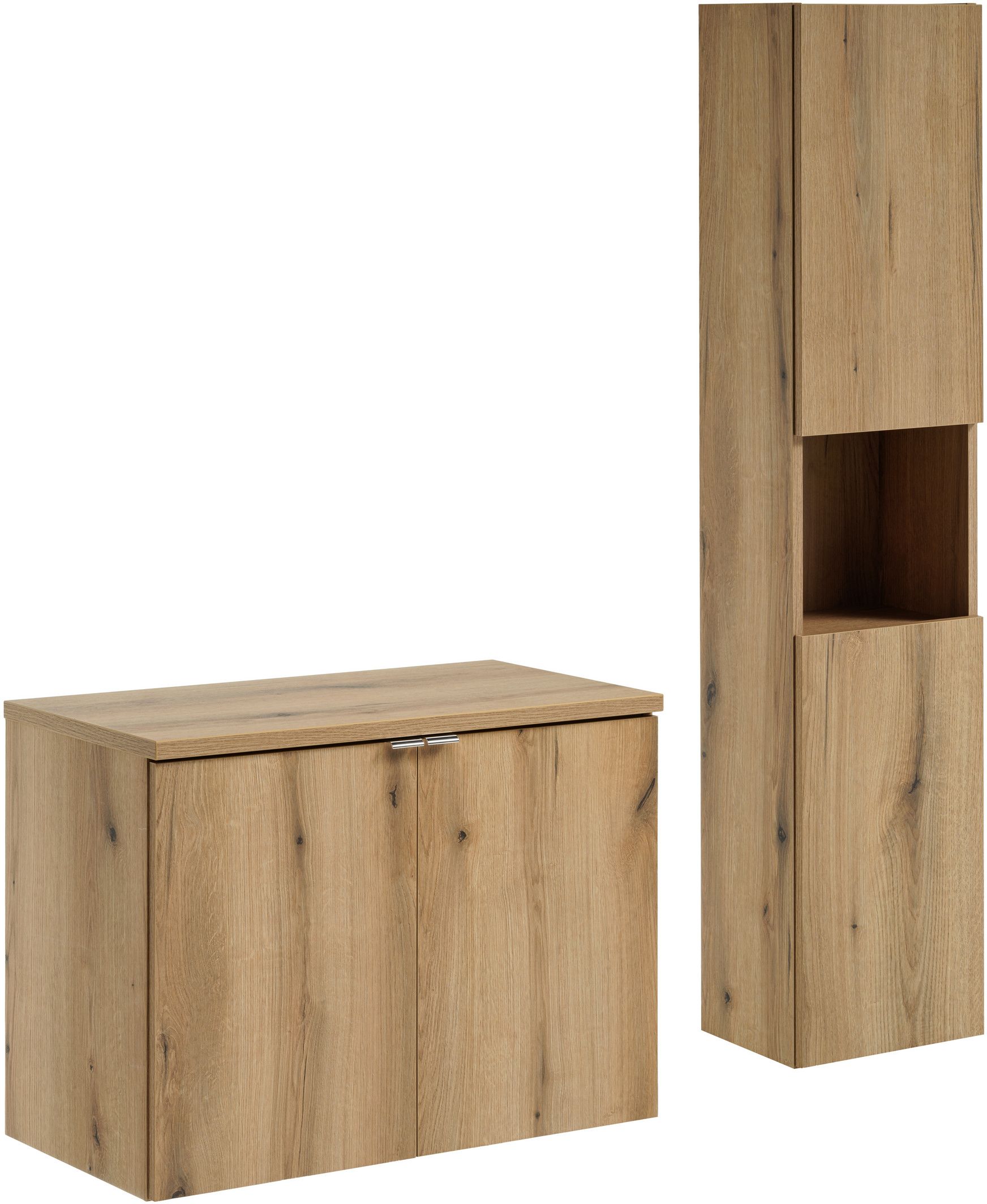 Zestaw Comad Nova Oak szafka z blatem 80 cm wisząca i szafka boczna wysoka dąb SET-NOA B OAK 80CM D HC