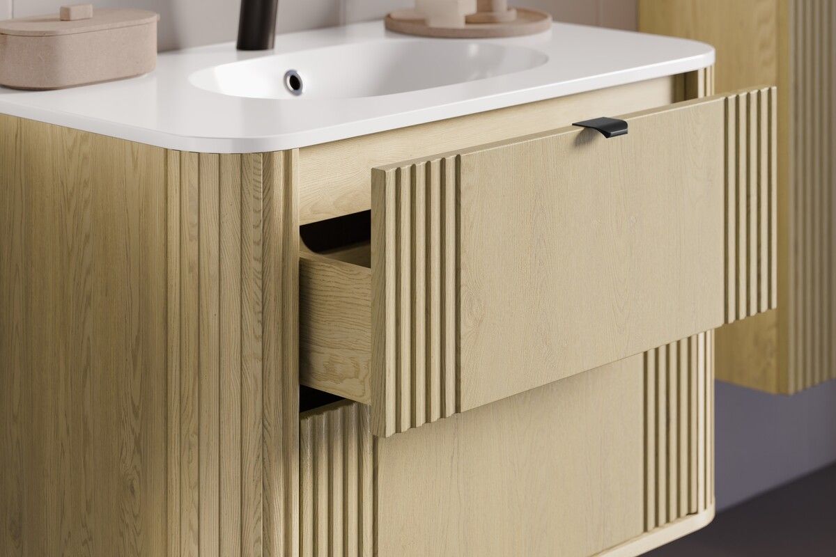 Zestaw Comad Ovalia Cremona umywalka z szafką 80 cm biały/dąb SET-OVC 80CM UM PURE