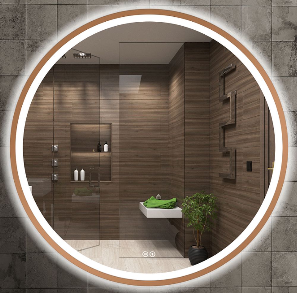 Venti Orion Red Gold lustro 60x60 cm okrągłe z oświetleniem z matą grzewczą miedź - Wysyłka w 24h