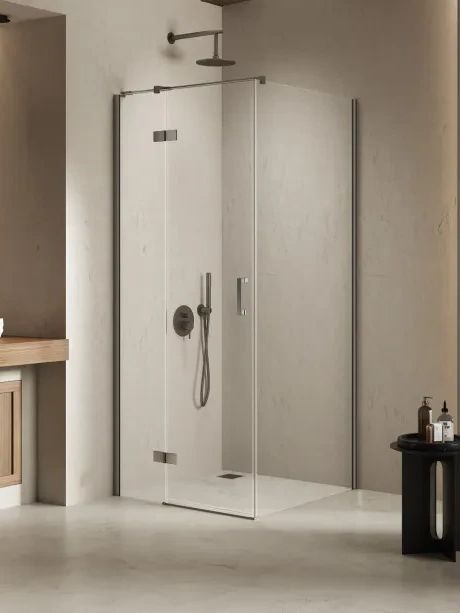 New Trendy Nesta Gunmetal Brushed kabina prysznicowa 100x100 cm kwadratowa gunmetal szczotkowany/szkło przezroczyste K-4711