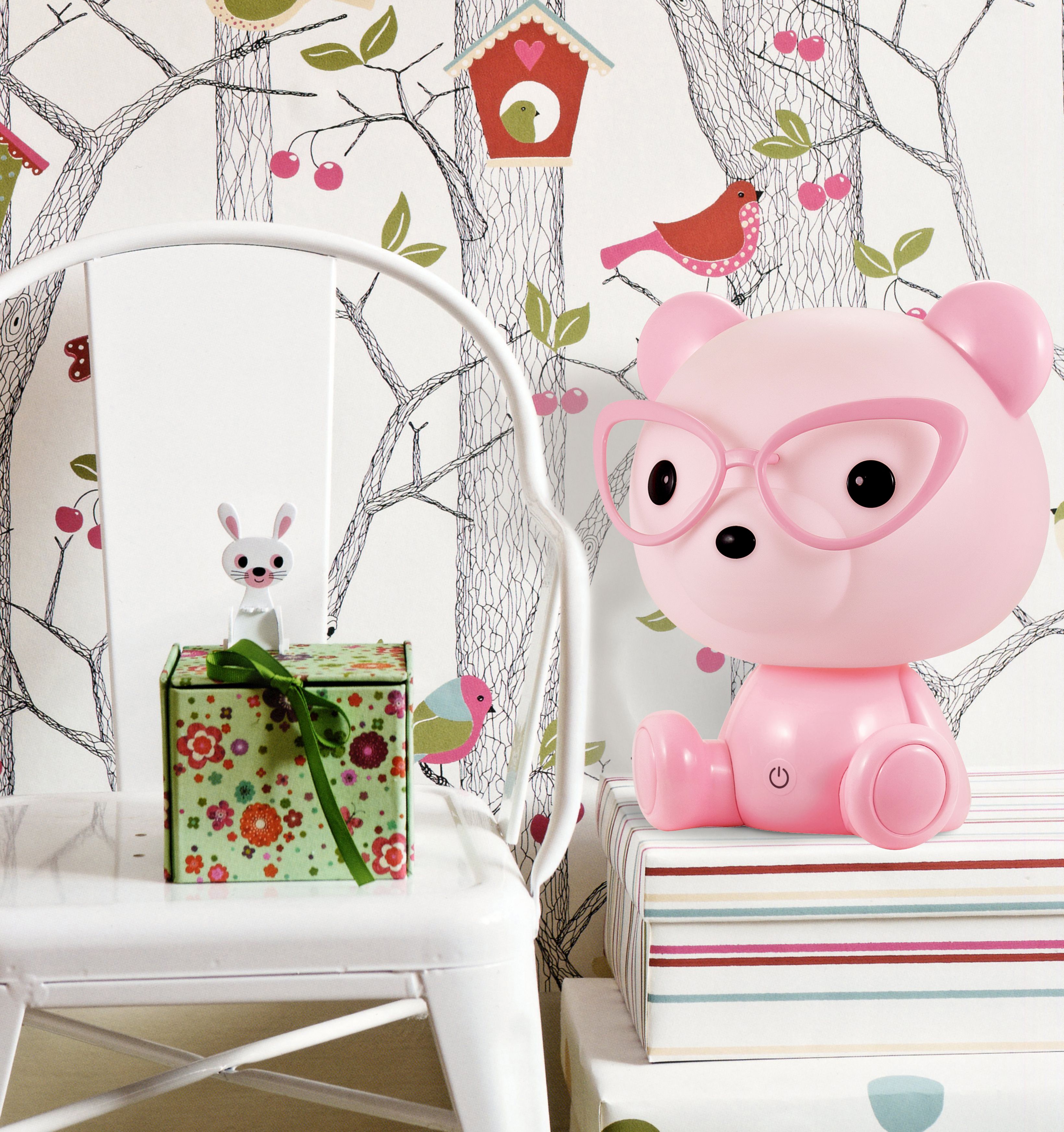 Goldlux Miś Okularnik lampka nocna dziecięca 1x2,5 W różowa 327208