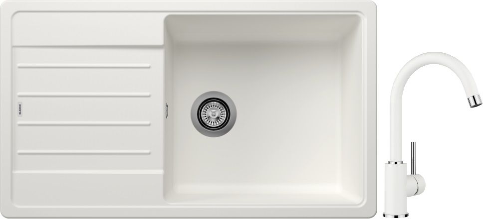 Blanco Legra XL 6 S zlewozmywak 86x50 cm z Silgranit biały z Blanco Mida bateria kuchenna stojąca Silgranit biały/chrom (523328;519418)