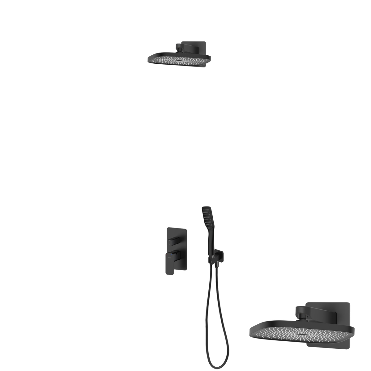 Oltens Hadsel zestaw bateria wannowo-prysznicowa podtynkowa z deszczownicą Vann (S) i słuchawką 1-funkcyjną Tinde czarny mat 36043300 - Wysyłka w 24h
