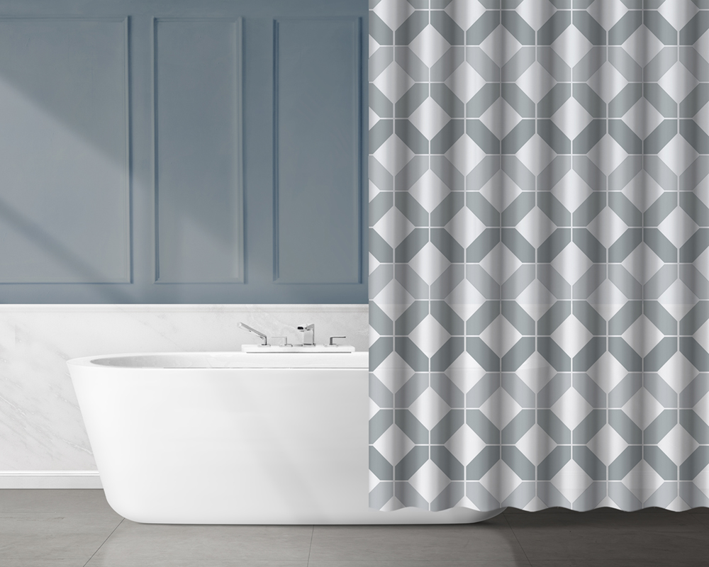 AWD Interior zasłona prysznicowa 180x180 cm EVA półtransparentny/wzór graficzny szary AWD02101811