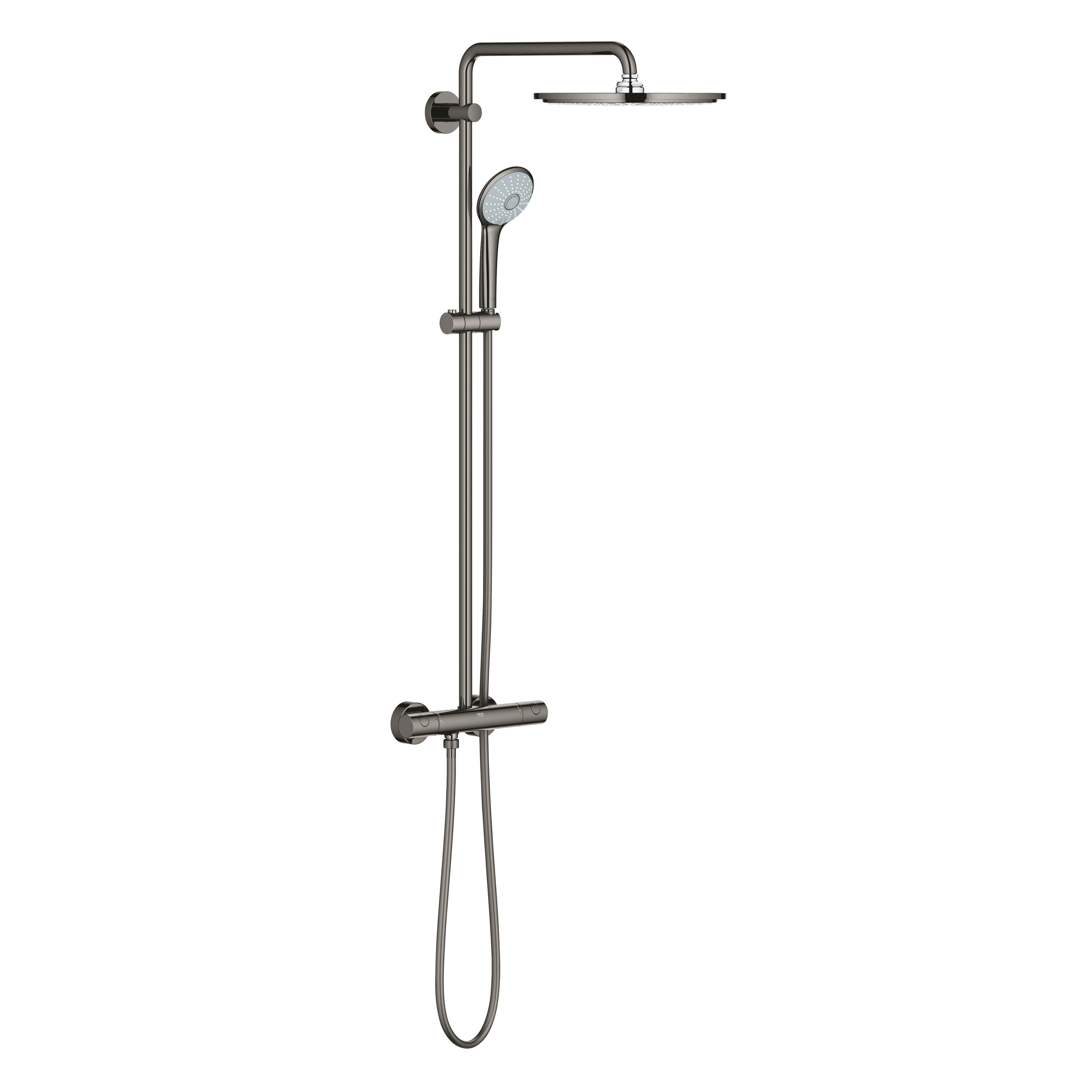 Grohe Euphoria zestaw prysznicowy ścienny termostatyczny z deszczownicą Hard Graphite 26075A00
