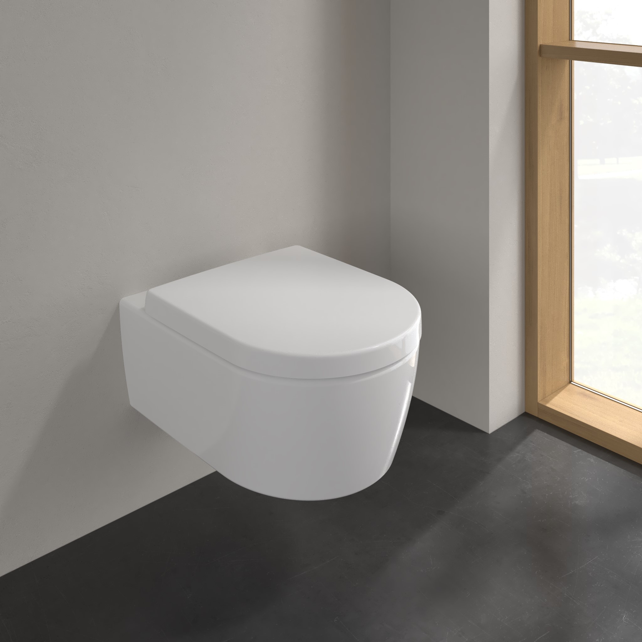 Villeroy & Boch Avento zestaw miska WC wisząca bez kołnierza z deską wolnoopadającą Weiss Alpin (5656R001, 9M77C101) - Wysyłka w 24h