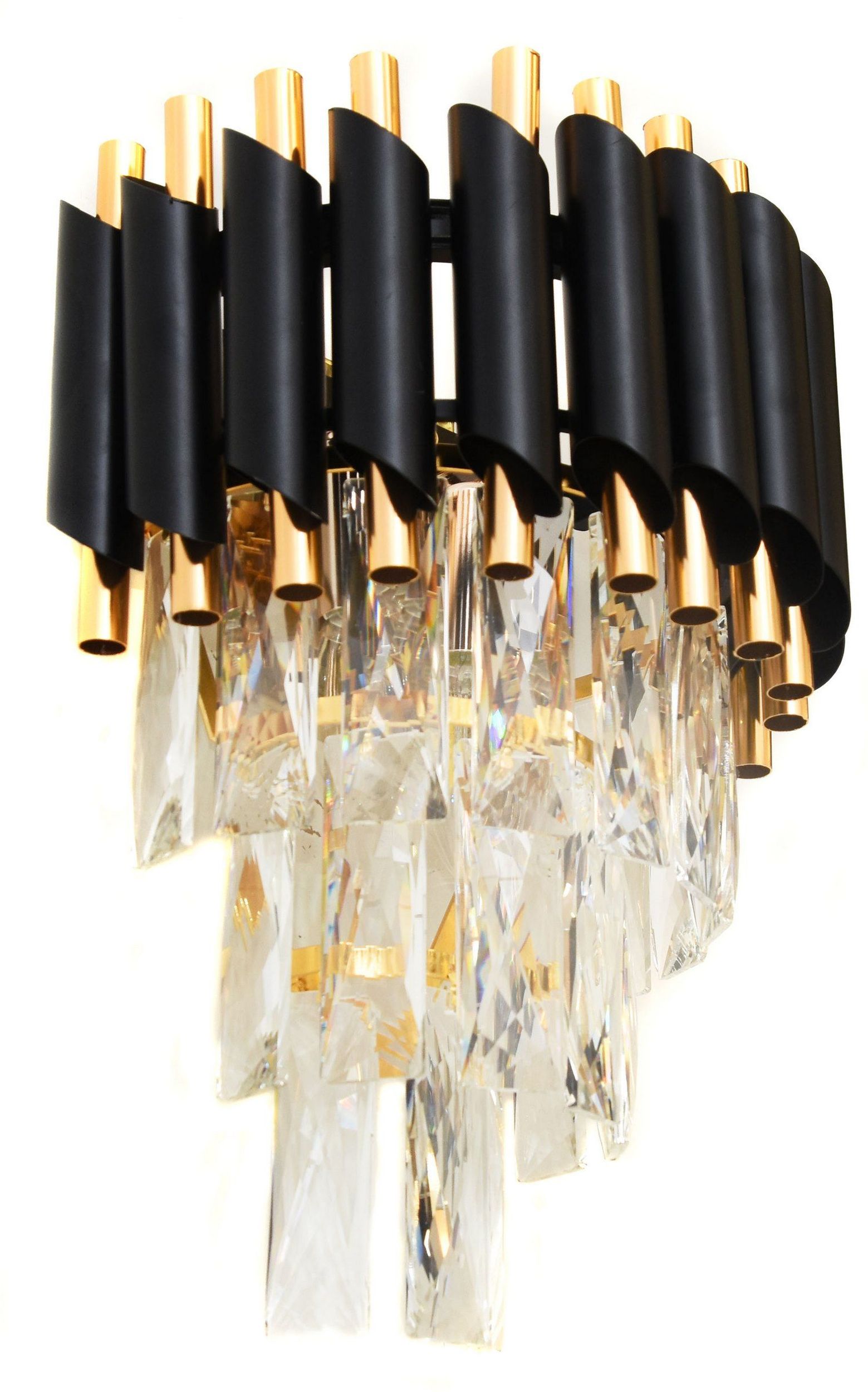 Lumina Deco Mazini W2 kinkiet 2x40W czarno/złota/kryształ LDW6003-2BK+FGD