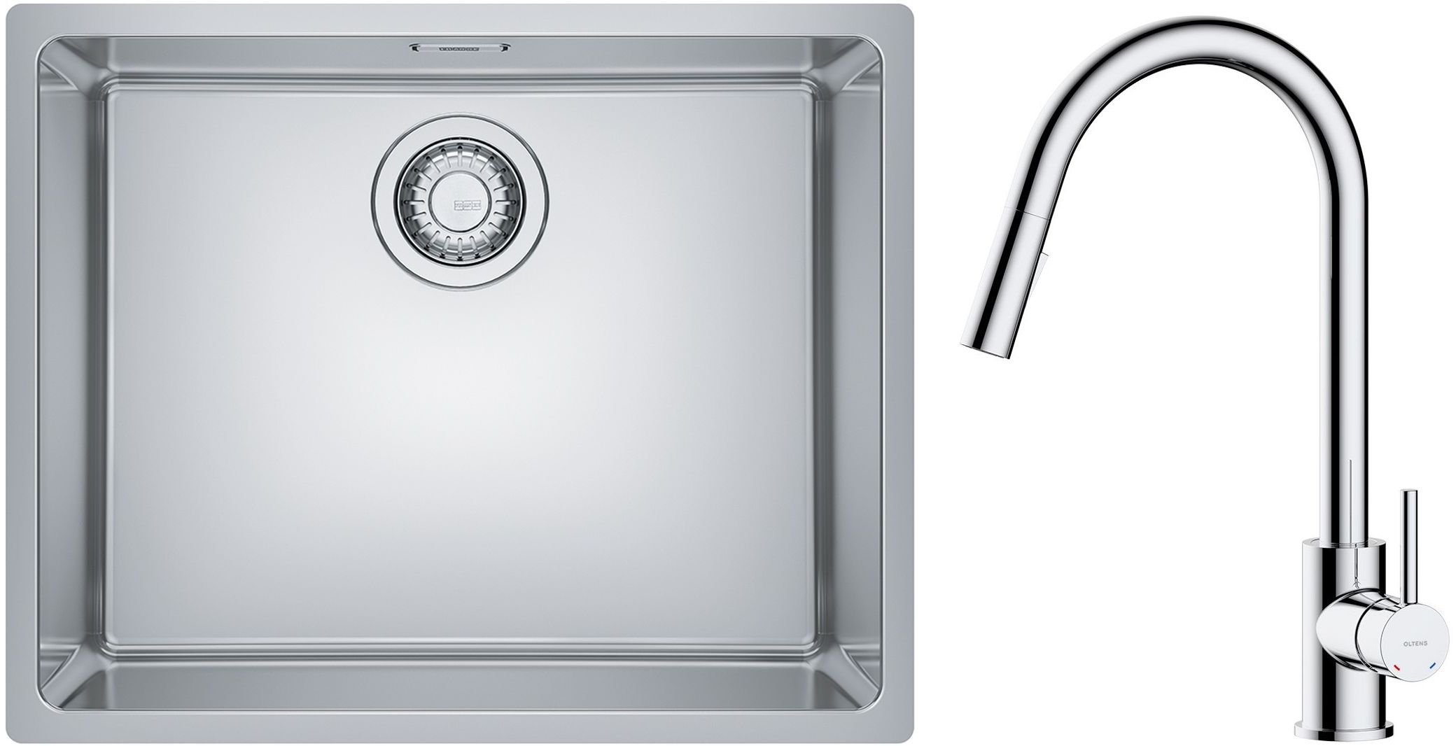 Zestaw Franke Maris 110-50 zlewozmywak stalowy 50x40 cm z baterią kuchenną Oltens Litla jedwab/chrom (1220543996, 35204100)