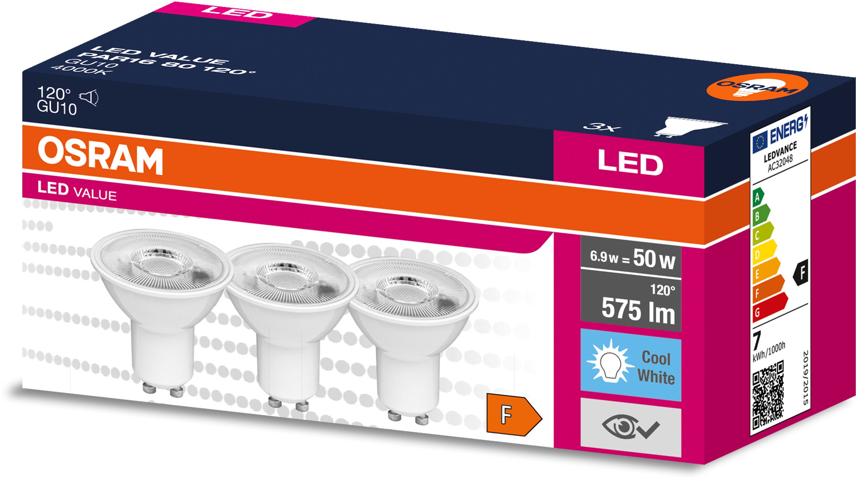 Osram Value żarówki LED Multipack 3x6,9 W 4000 K GU10