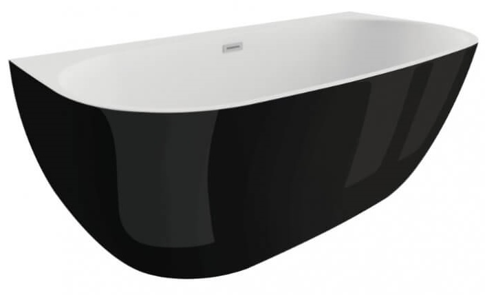 Polimat Risa wanna wolnostojąca 170x80 cm przyścienna biały/czarny połysk 00442