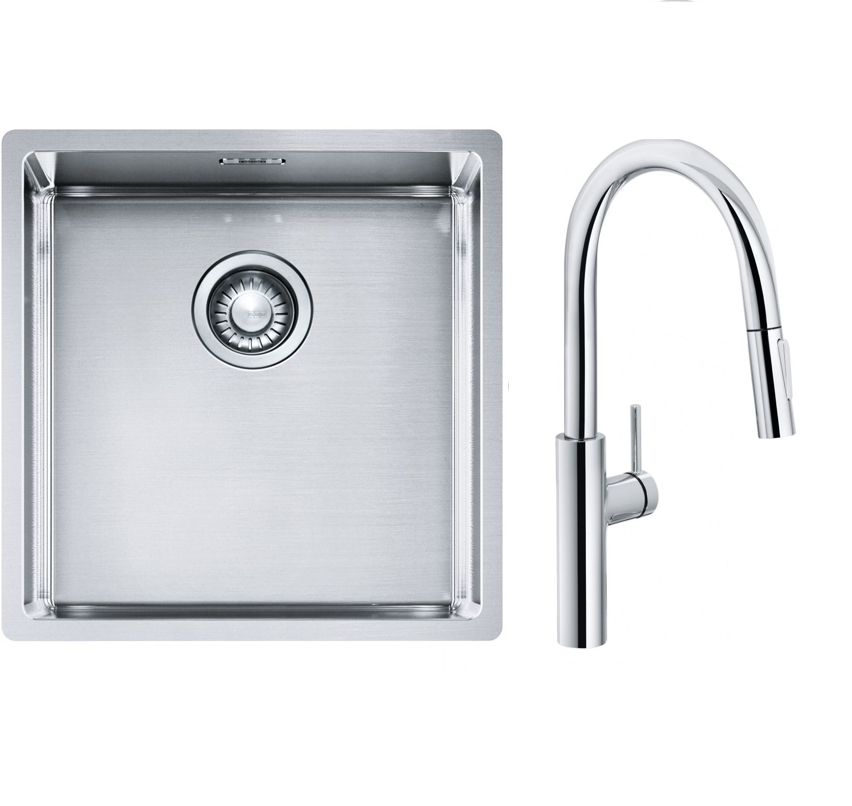 Franke Box BXX 210/110-40 zlewozmywak 45x44 cm stalowy z baterią kuchenną Pescara L Slide-In chrom (1270453654, 1150538940)