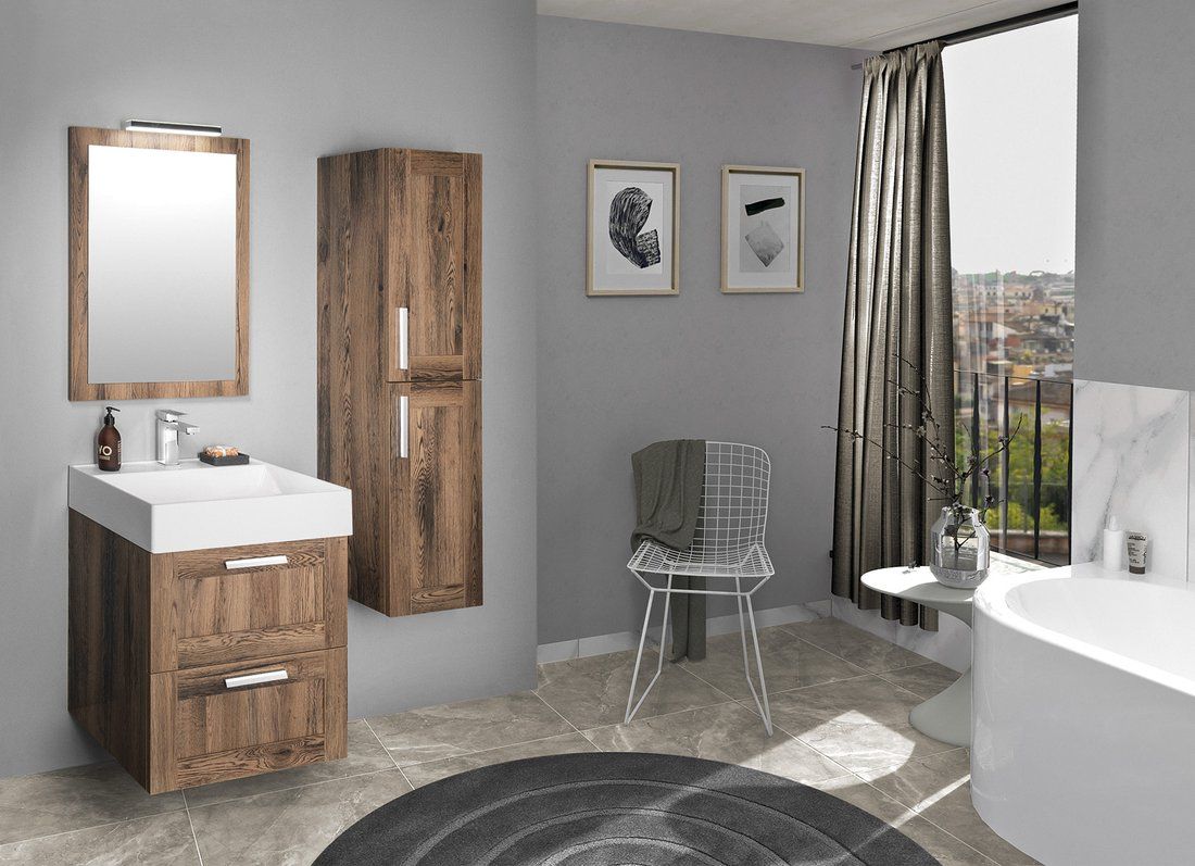 Sapho Amia szafka 60 cm podumywalkowa wisząca dąb collingwood AM060-1919