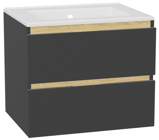 Zestaw Excellent Tuto 2.0 szafka 60 cm podumywalkowa wisząca z umywalką As szary-dąb/biały MLEX.2172.K.60.0136.GRGR