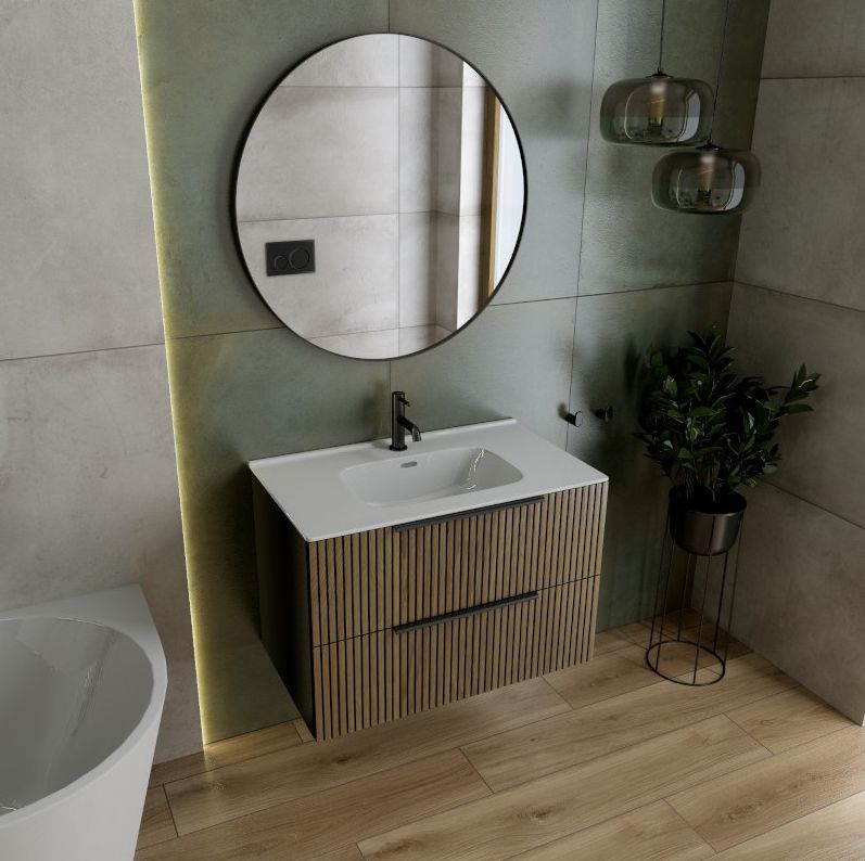 LaVita Oklahoma szafka 60 cm podumywalkowa wisząca czarny mat/drewno