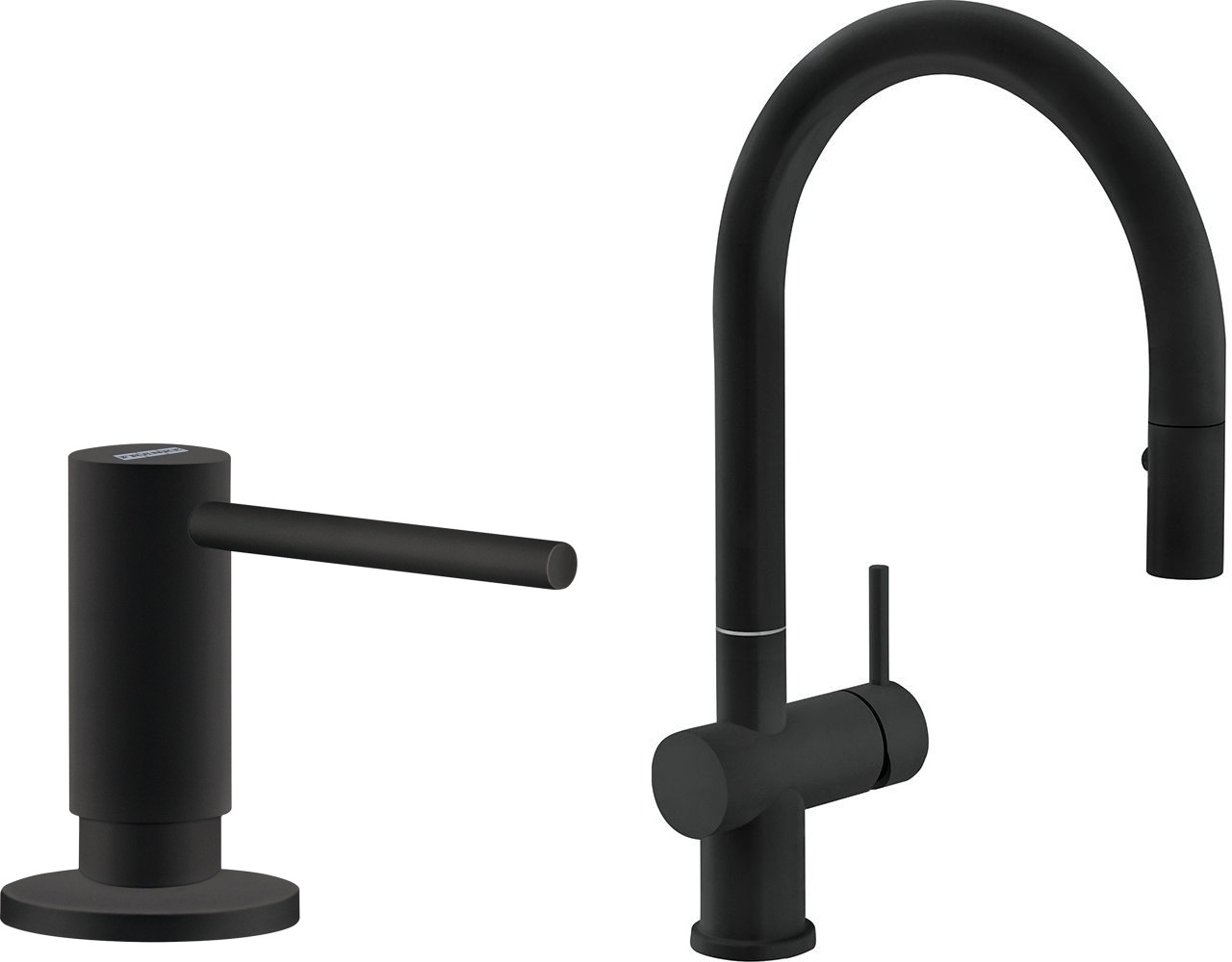 Zestaw Franke Active Neo bateria kuchenna stojąca z dozownikiem do płynów 300 ml czarny mat (1150653404, 1190547906)