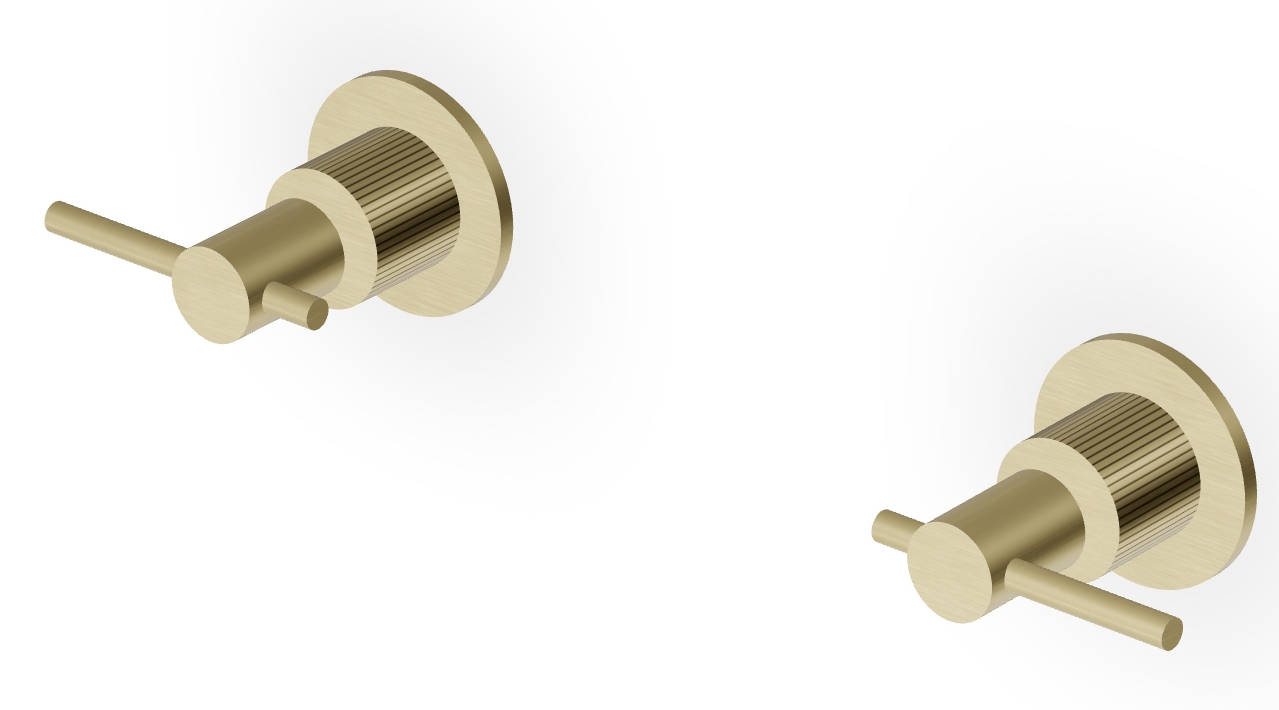 Zucchetti Helm bateria prysznicowa podtynkowa brytyjskie złoto szczotkowane/radełkowanie pionowe ZHL738.XP31G2