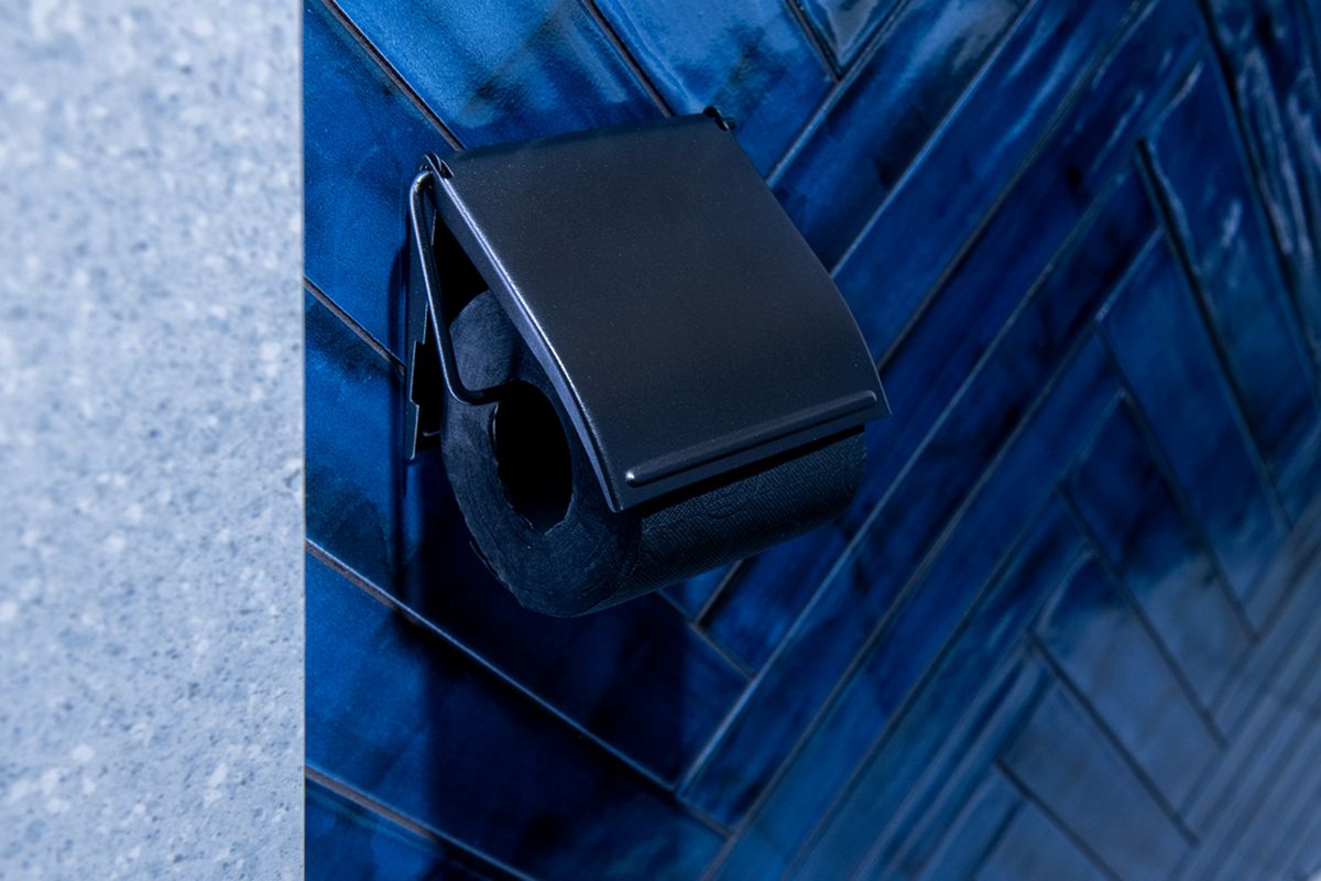 AWD Interior uchwyt na papier toaletowy z pokrywą czarny AWD02091780