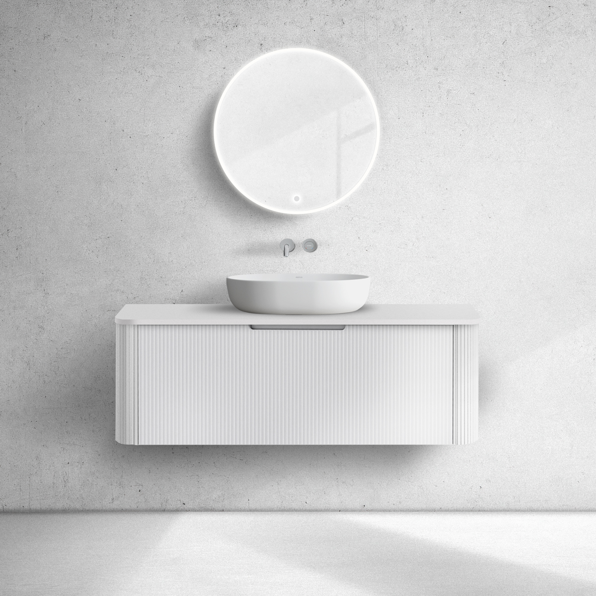 Oltens Hamnes szafka 120 cm podumywalkowa wisząca z blatem biały mat 68677000 - Wysyłka w 24h