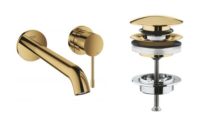 Zestaw Grohe Essence New bateria umywalkowa podtynkowa z korkiem Cool Sunrise (19967GL1, 65807GL0) - Wysyłka w 24h