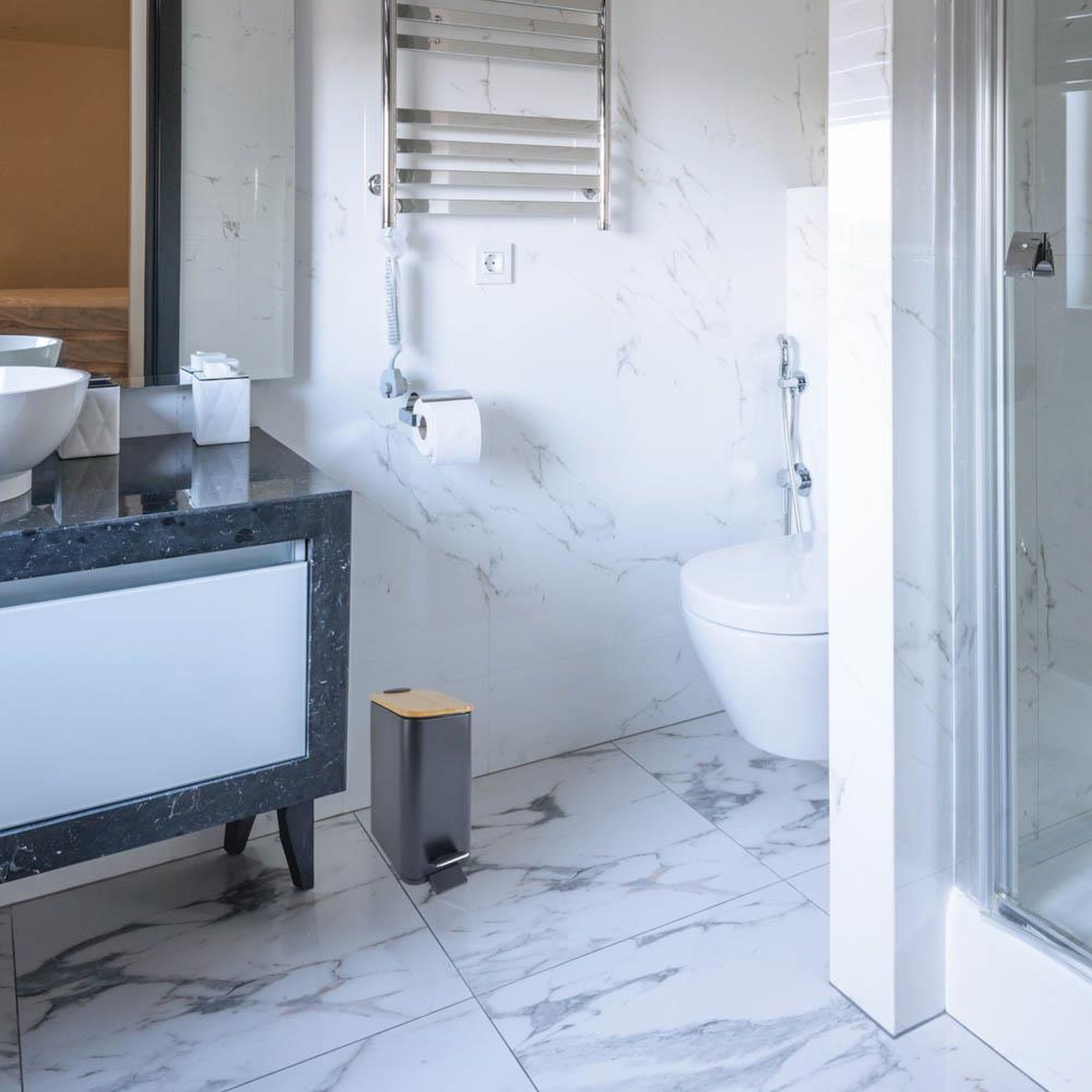 Sepio kosz na śmieci 6 l czarny mat/drewno 10KOS6LBLAWOO - Wysyłka w 24h