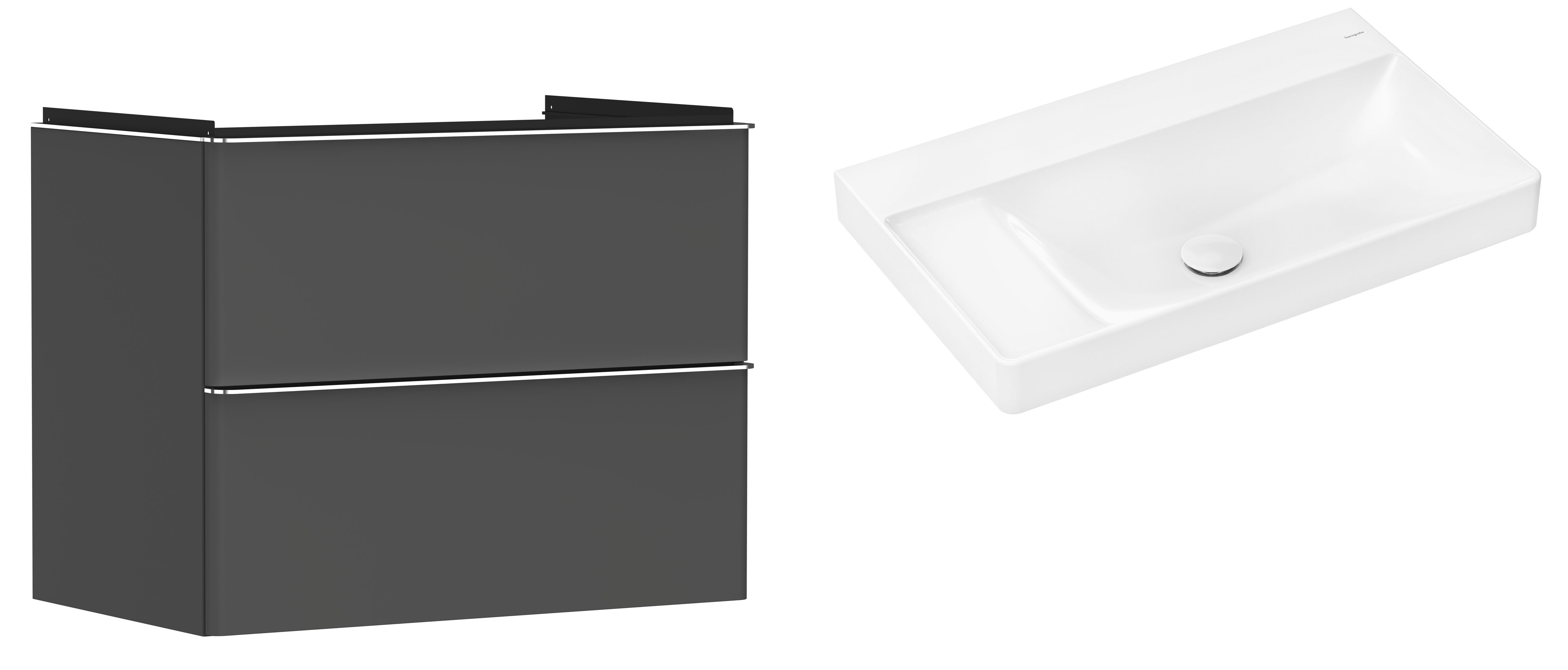 Hansgrohe Xelu Q szafka wisząca z umywalką 80x48 cm szary diament mat/chrom/biały (54028000, 61032450)