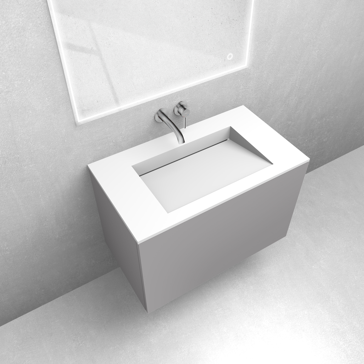 Zestaw Oltens Lun szafka podumywalkowa 80 cm z umywalką Stila LavaForm kaszmir/biały mat 68761900