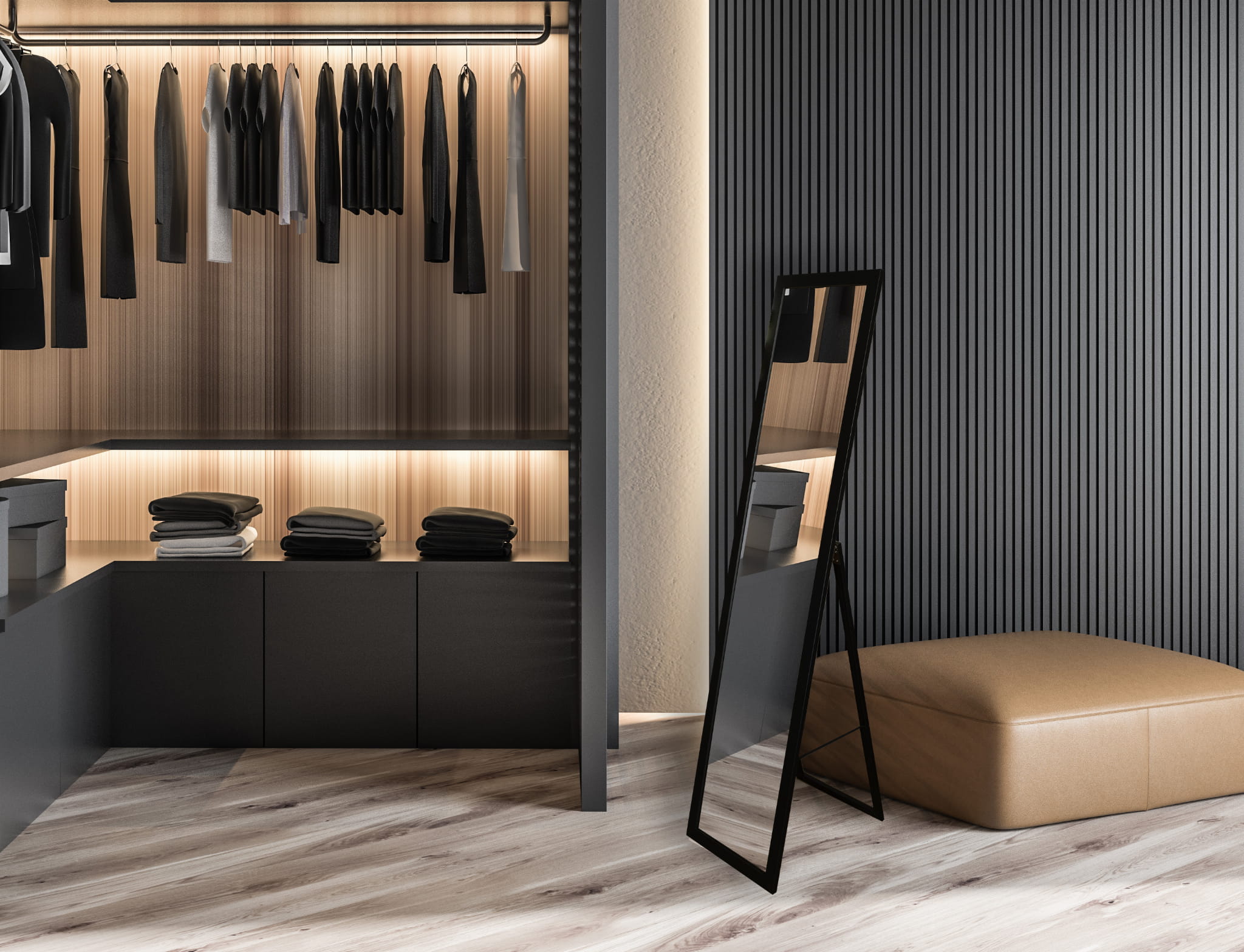 BD Art lustro stojące do garderoby 155x36 cm prostokątne czarne 301120000005