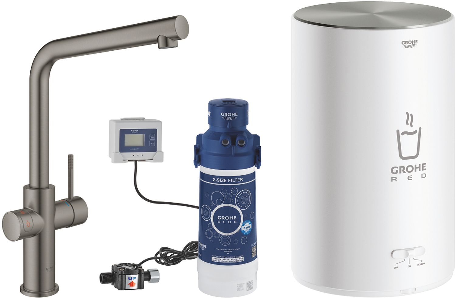 Grohe Red bateria kuchenna z bojlerem stojąca Brushed Hard Graphite grafit/szary 30327AL1