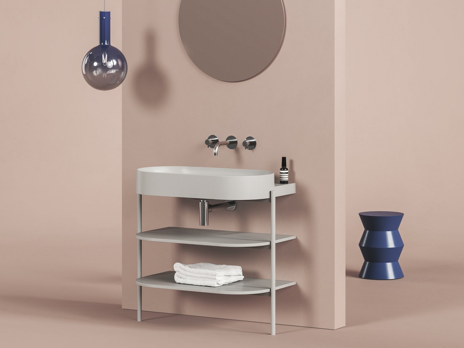 Ravak Yard szafka podumywalkowa 86,8x49,5x76,5 cm stojąca otwarta z półkami CS YARD 800 smoke grey D80000O006