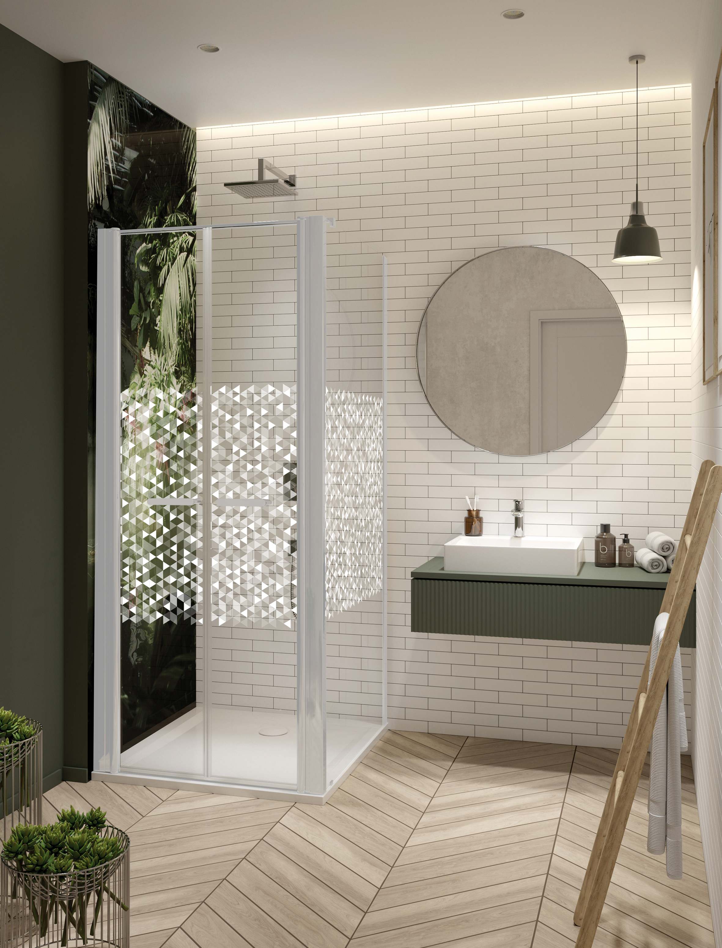 Sanplast Exa Line drzwi prysznicowe z profilem DD/Exa-70 cm uchylne biały mat/szkło ze wzorem 600-540-0910-24-151