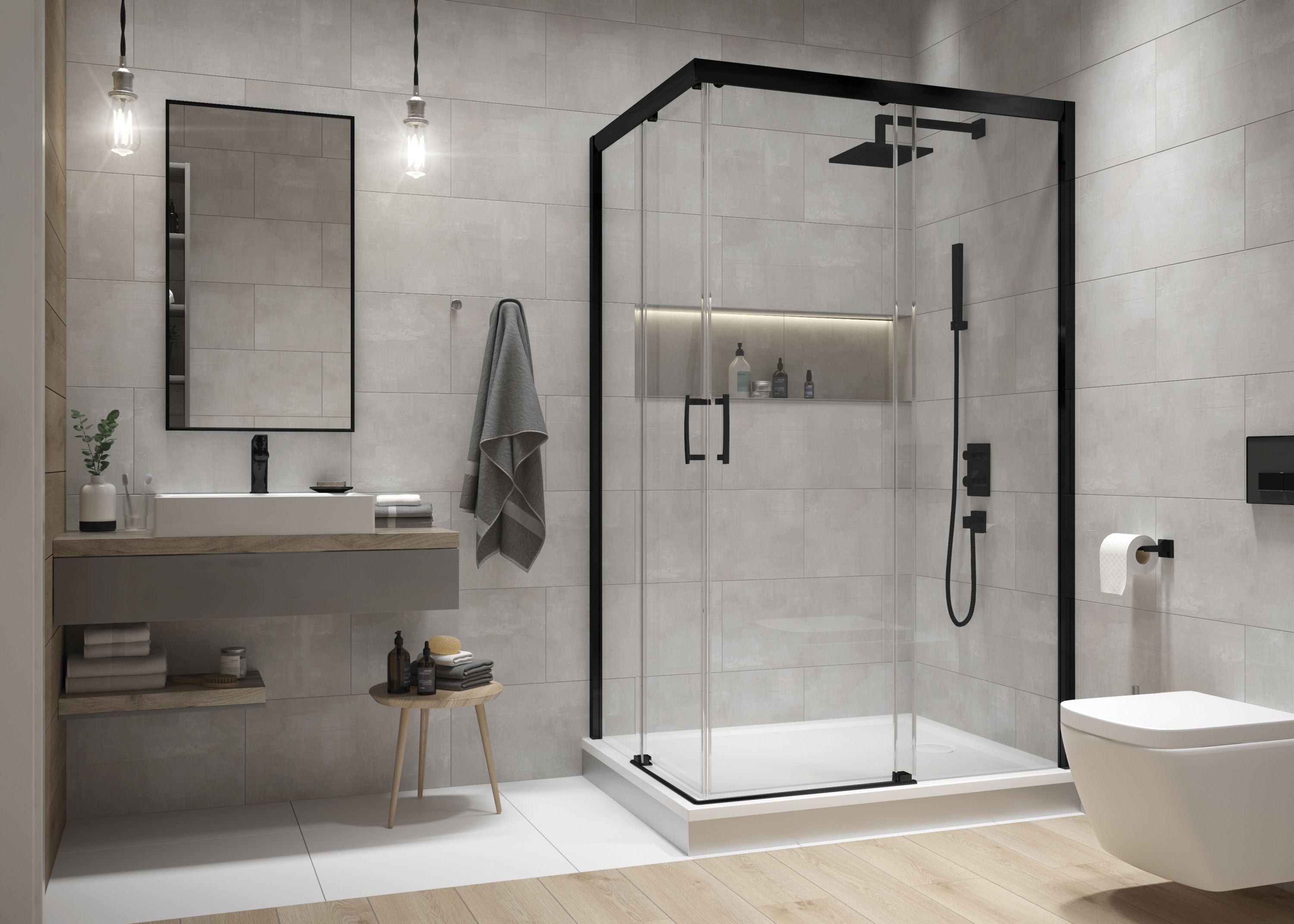 Sanplast Free Zone kabina prysznicowa 120x80 cm prostokątna czarny mat/szkło przezroczyste 600-271-3680-59-401 - Wysyłka w 24h