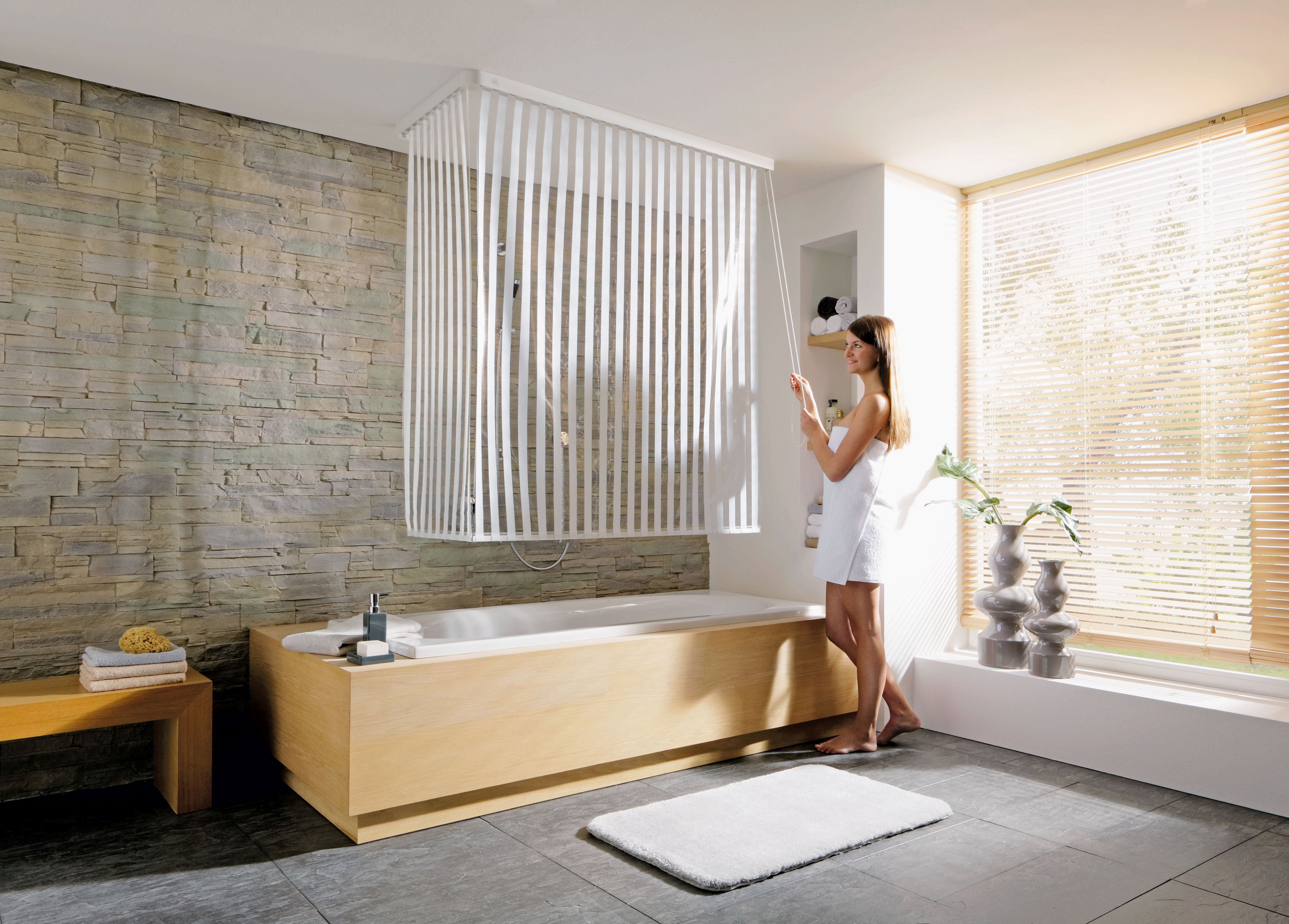 Kleine Wolke Duschrollo roleta prysznicowa 2 szt zestaw kompletny z kasetami biała paski 3319100745 - Wysyłka w 24h