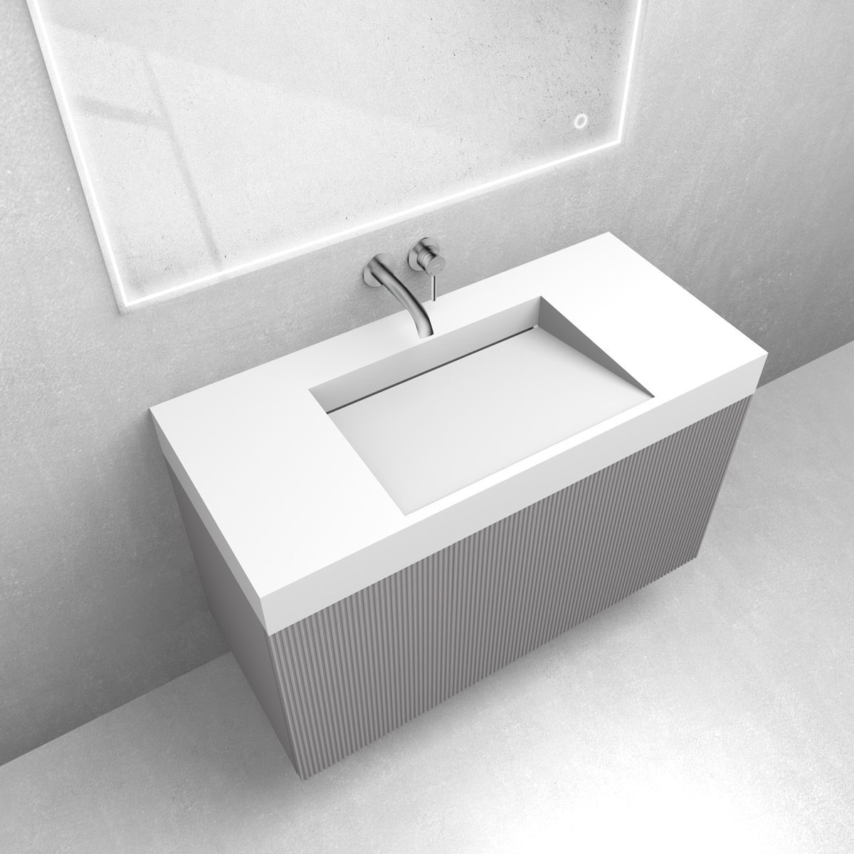 Zestaw Oltens Lun szafka podumywalkowa 100 cm z umywalką Stila LavaForm kaszmir/biały mat 68793900