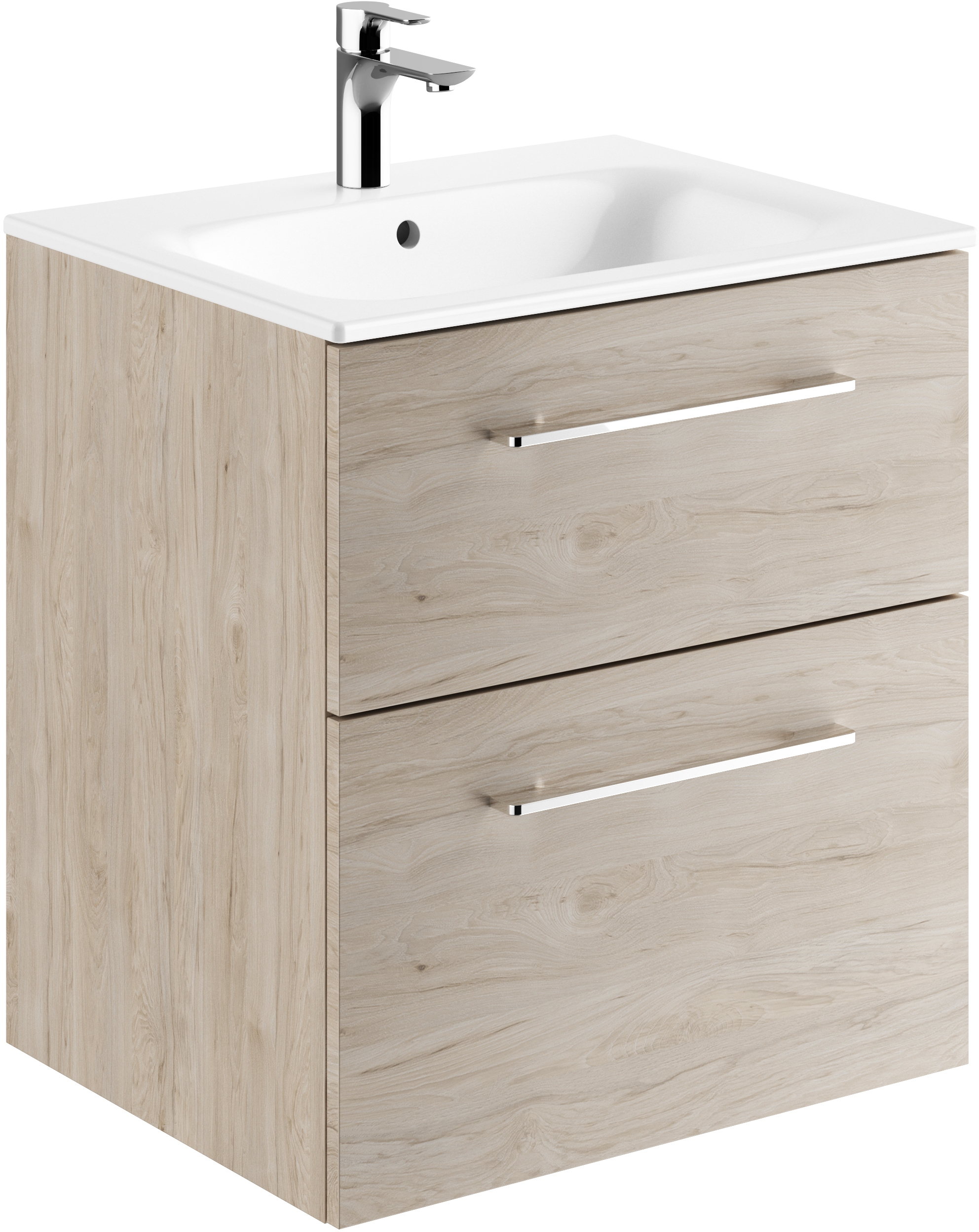 Geberit Selnova Square umywalka z szafką 60 cm zestaw meblowy biały/orzech włoski jasny 501.239.00.1
