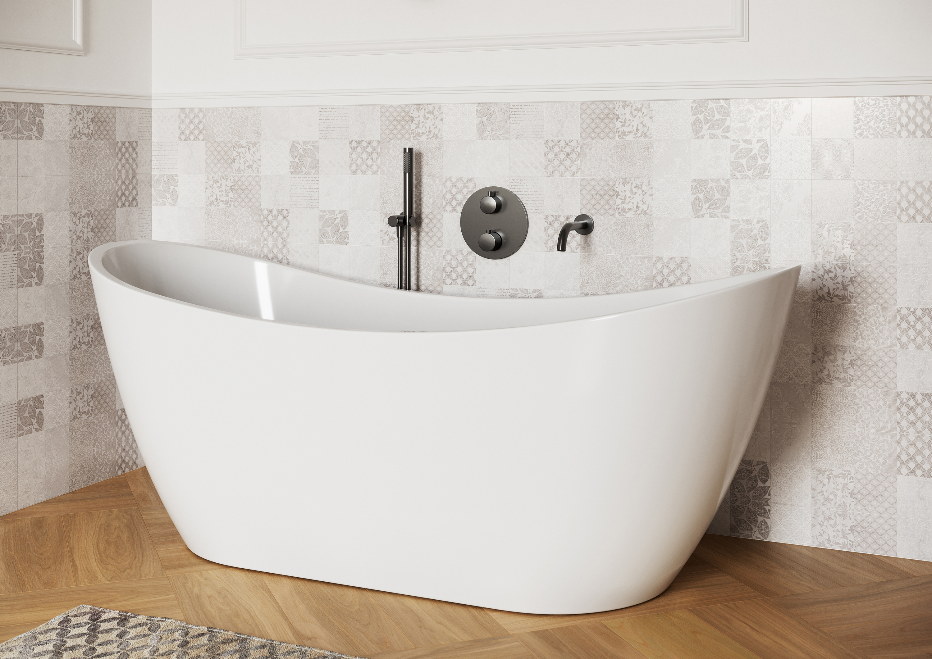 Cersanit Zen zestaw prysznicowy ścienny czarny-gun metal S951-781