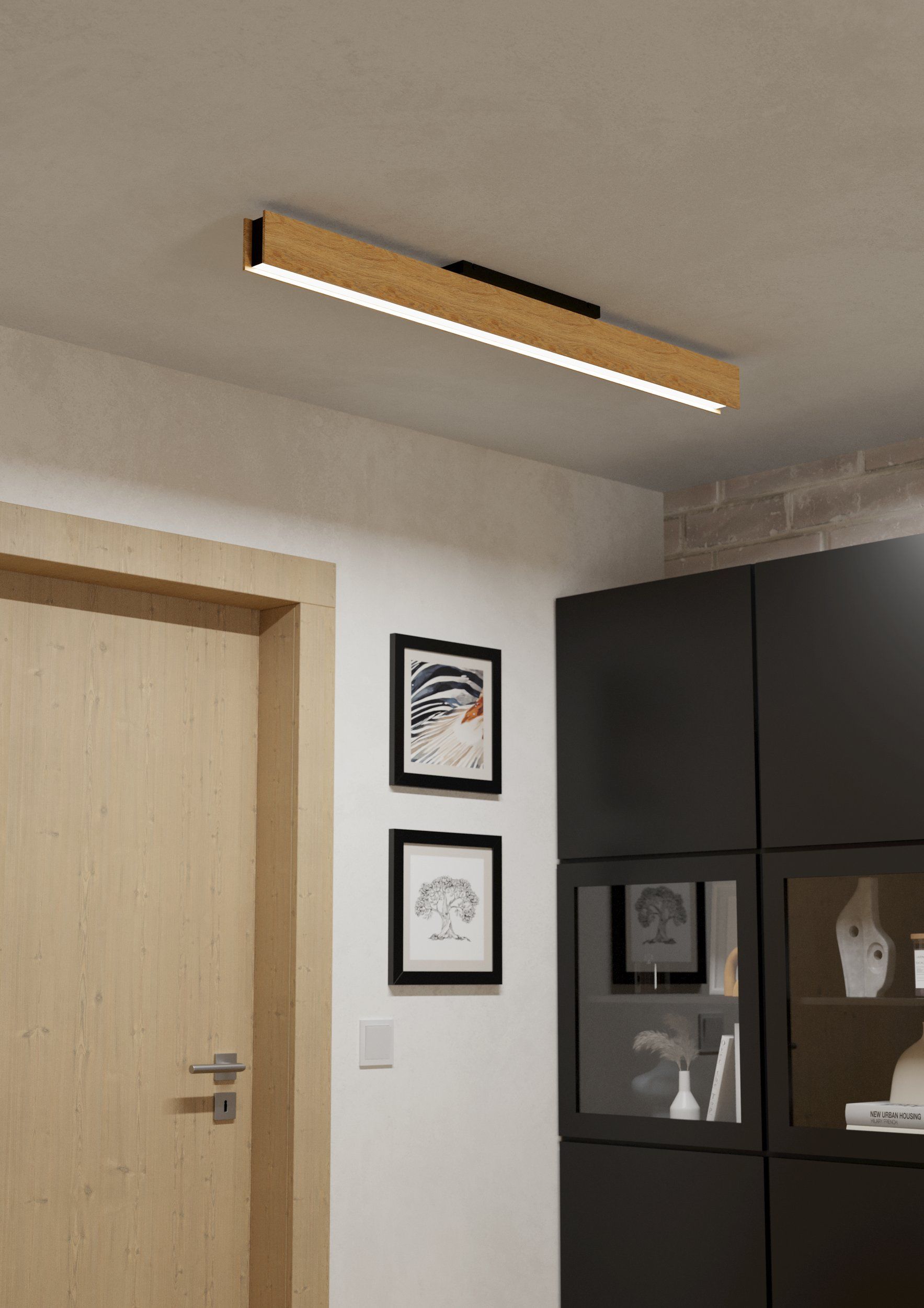 Eglo Anchorena lampa podsufitowa 1x35 W czarna-drewno 900387