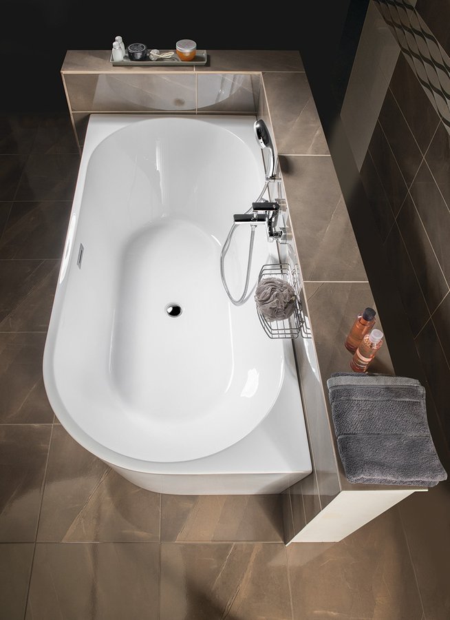 Aqualine Tibera wanna wolnostojąca 170x80 cm przyścienna narożna lewa biała E1026