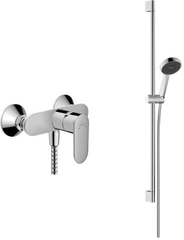 Zestaw Hansgrohe Vernis Blend bateria prysznicowa ścienna z kompletem natryskowym chrom (71640000, 28046000)