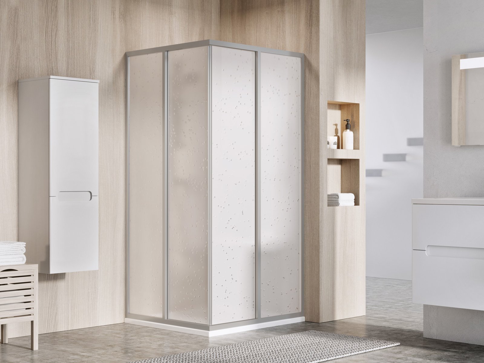 Ravak Supernova SRV2-75 S drzwi prysznicowe 75 cm przesuwne częściowe 1/2 satyna/pearl 14V30UO211