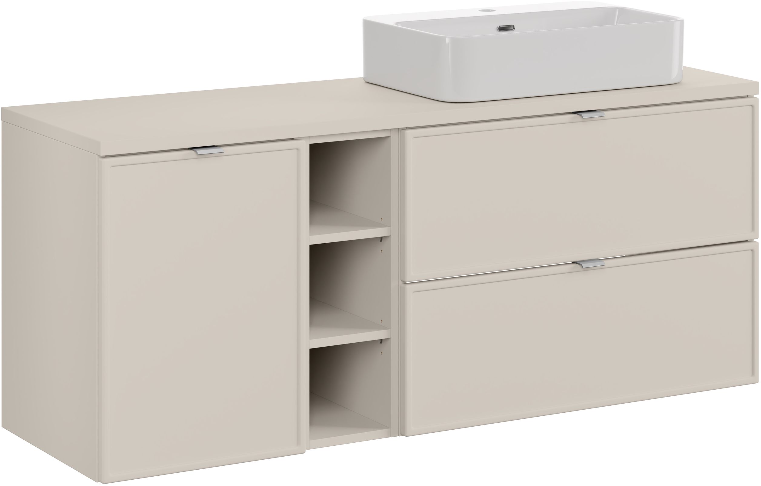 Zestaw Comad Bella Cashmere szafka 140 cm podumywalkowa wisząca kaszmir z blatem i umywalką SET-BC B CASHMERE 140CM UN TRUST WH