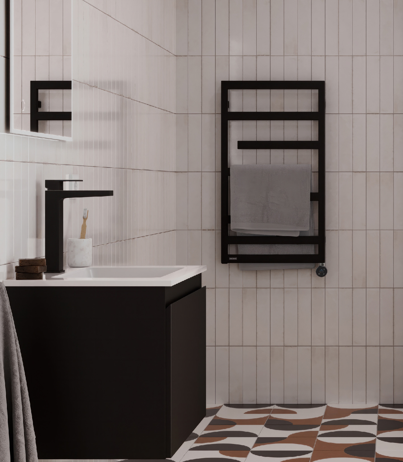 Oltens Flamma (e) grzejnik elektryczny 88x50 cm czarny 55113300 - Wysyłka w 24h