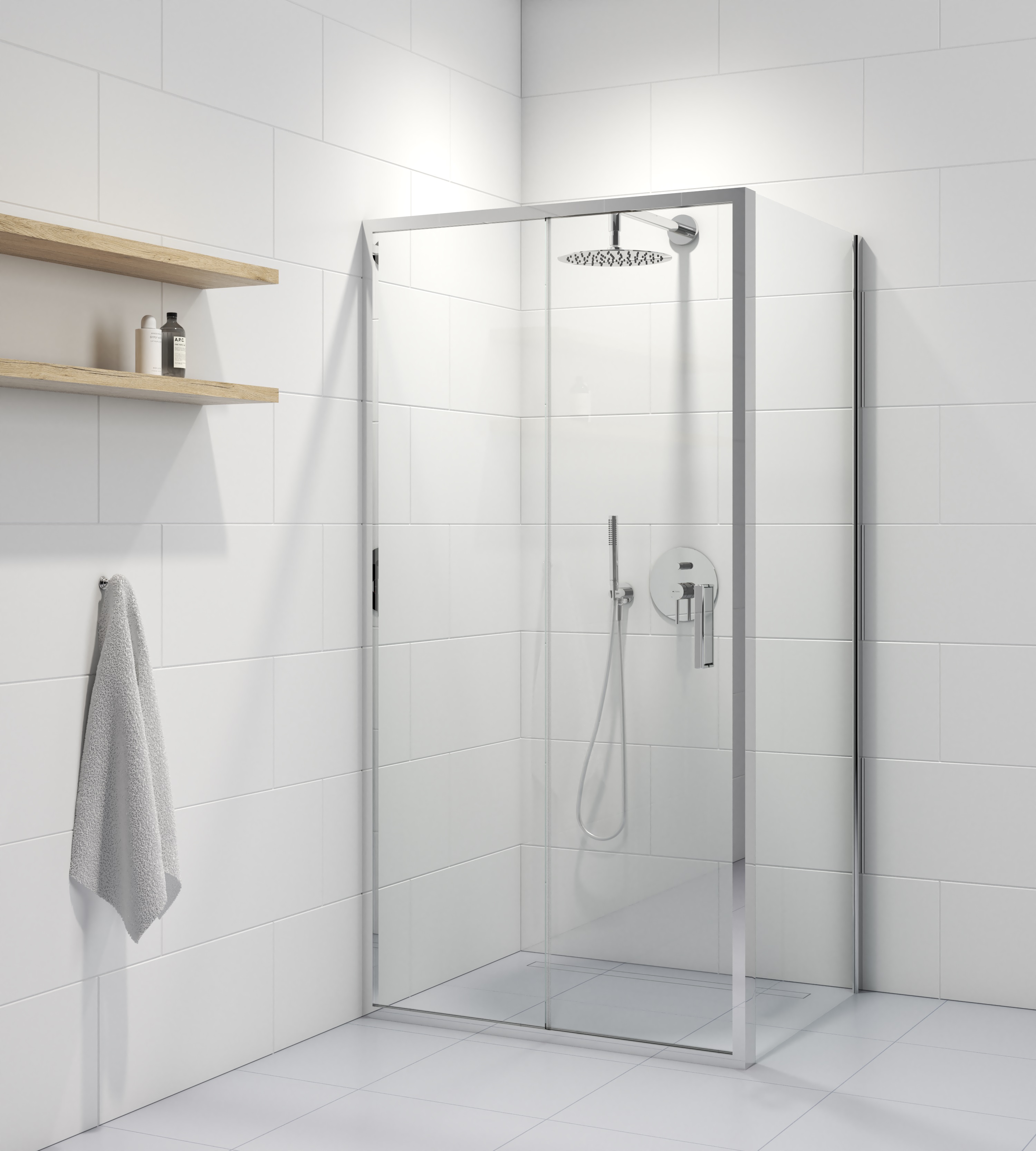 Oltens Fulla kabina prysznicowa 100x80 cm prostokątna drzwi ze ścianką chrom/szkło przezroczyste 20202100 - Wysyłka w 24h