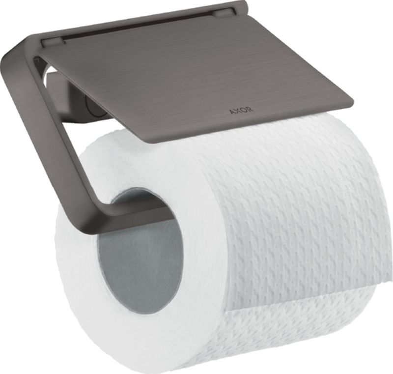 Axor Universal Softsquare uchwyt na papier toaletowy z pokrywą czarny chrom szczotkowany 42836340