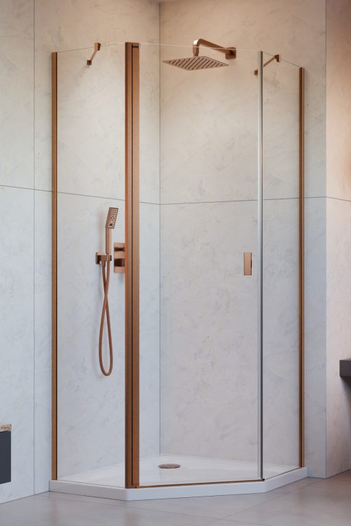 Radaway Nes Brushed Copper PTJ komplet ścianek 100 cm miedź szczotkowana/szkło przezroczyste 10052100-93-01