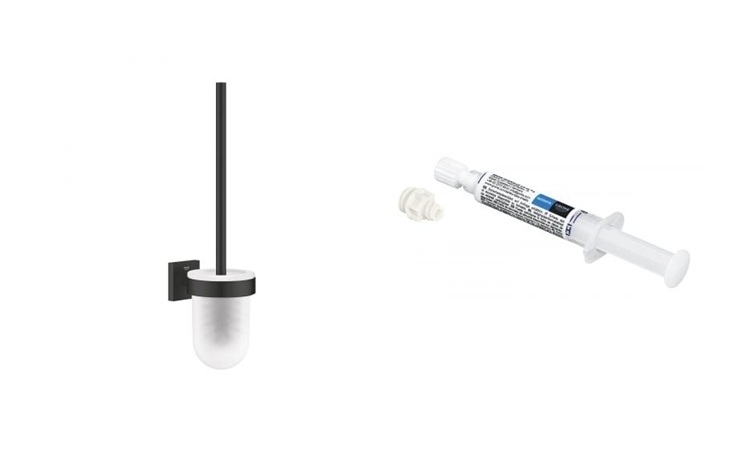 Zestaw Grohe Start Cube szczotka toaletowa ścienna czarna i klej montażowy QuickGlue (409772430, 41127000)