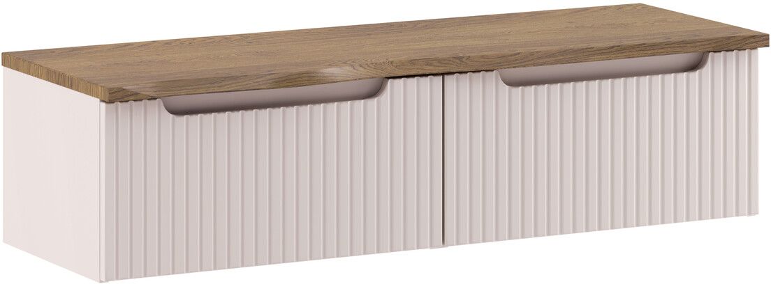 Zestaw Comad Nova Cashmere szafki 60 cm podumywalkowe wiszące z blatem kaszmir/dąb SET-NOC B CASHMERE 120CM 1S