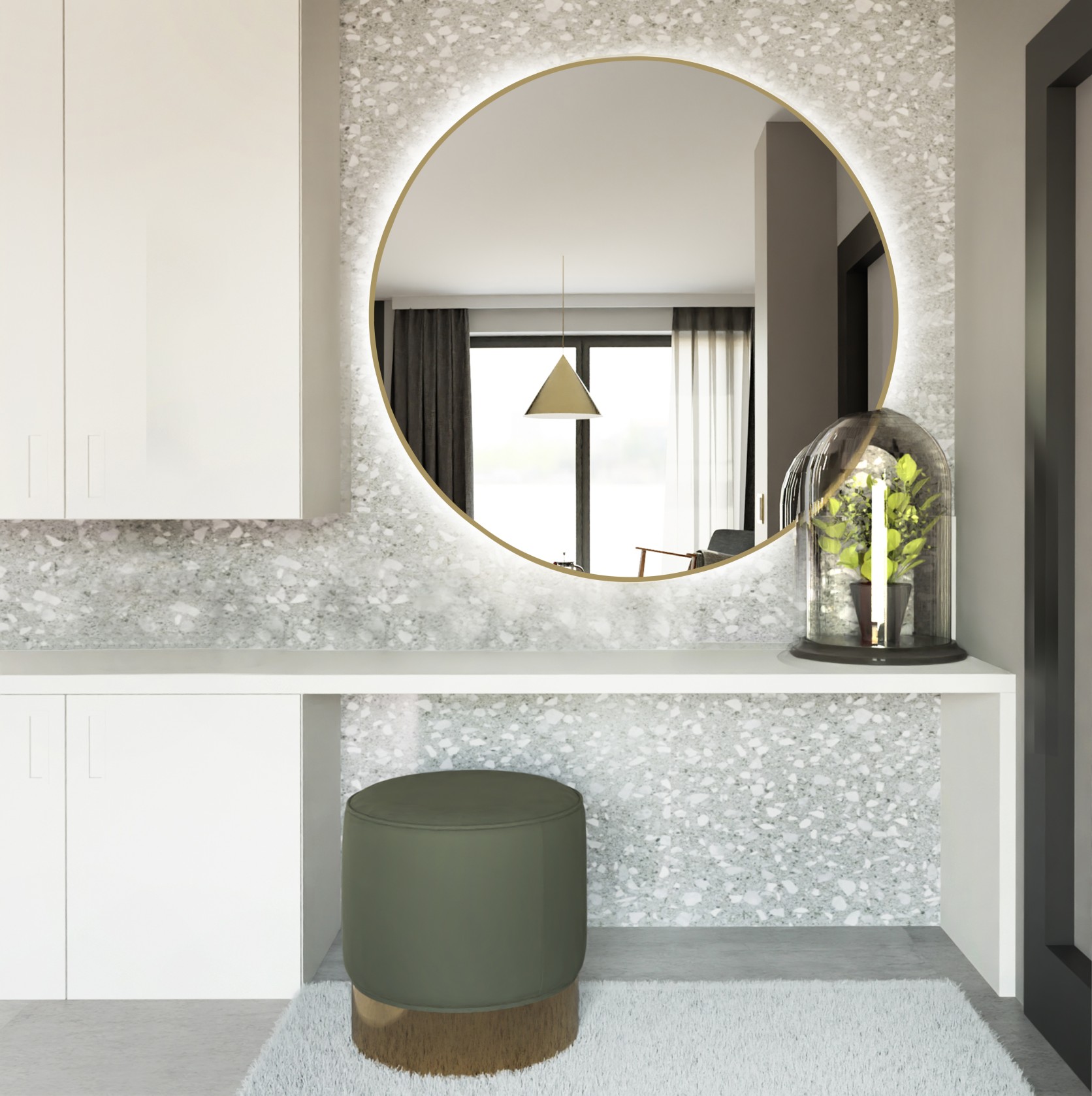 Baltica Design Bright lustro 60 cm okrągłe z oświetleniem LED złote barwa zimna